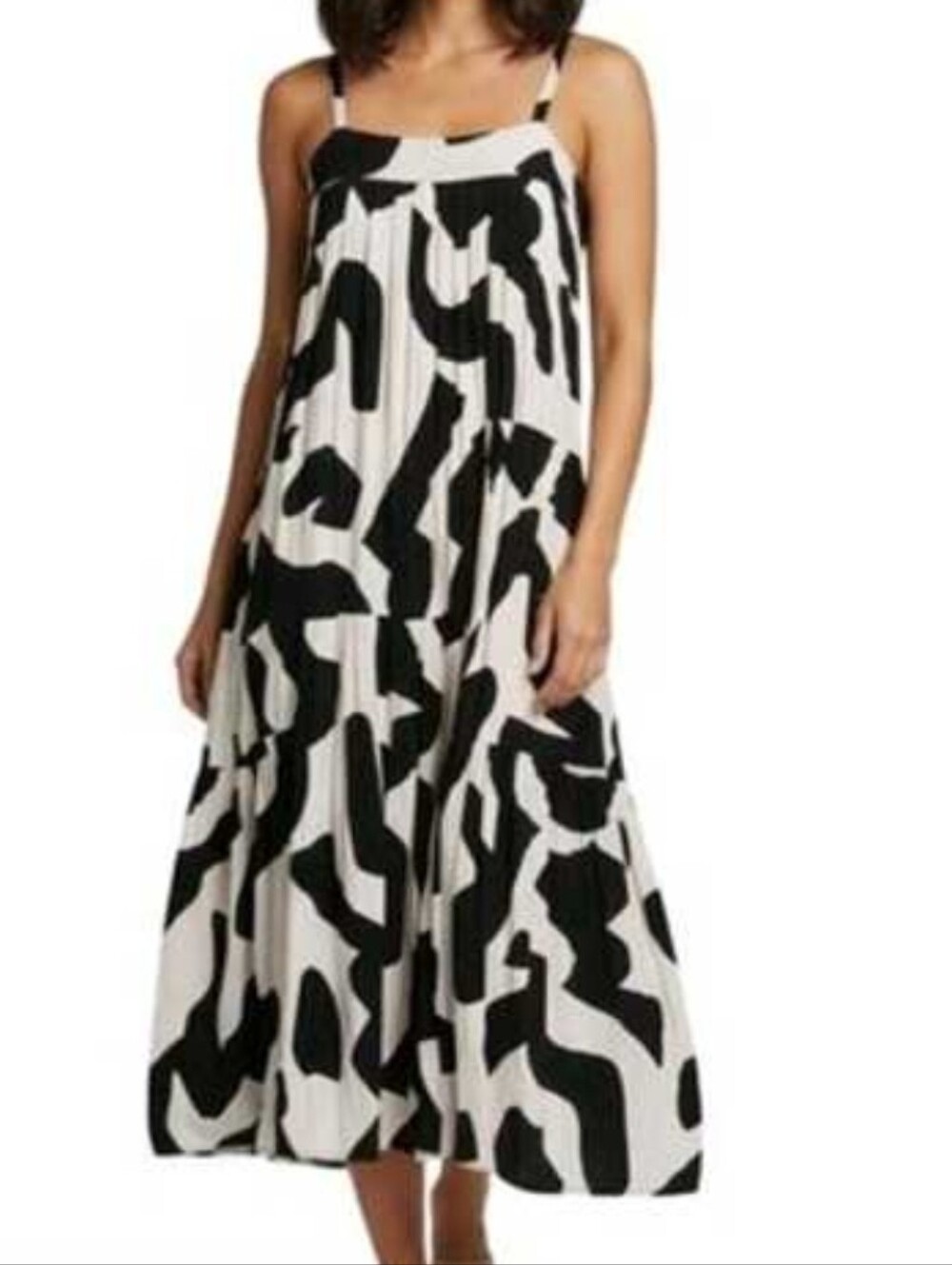 Abel The Label Sleeveless Black & White Abstract Maxi Dress